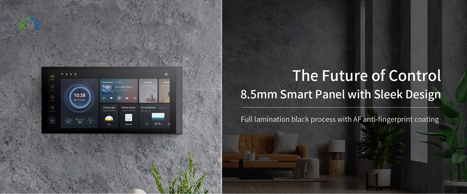 6.9-inch KNX smart touch control panel with HD display and sleek design for smart home and building control